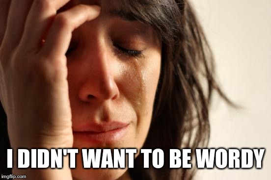 First World Problems Meme | I DIDN'T WANT TO BE WORDY | image tagged in memes,first world problems | made w/ Imgflip meme maker