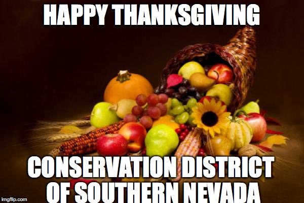 Thanksgiving | HAPPY THANKSGIVING; CONSERVATION DISTRICT OF SOUTHERN NEVADA | image tagged in thanksgiving | made w/ Imgflip meme maker