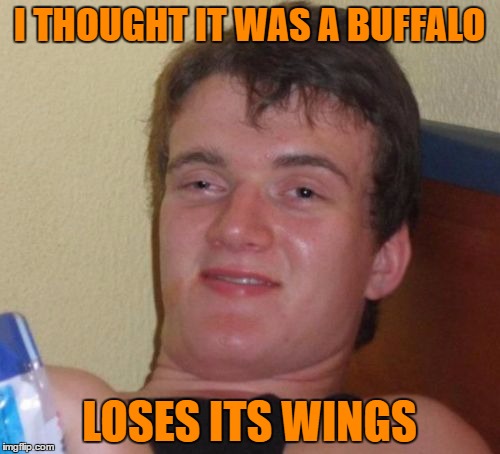 10 Guy Meme | I THOUGHT IT WAS A BUFFALO LOSES ITS WINGS | image tagged in memes,10 guy | made w/ Imgflip meme maker