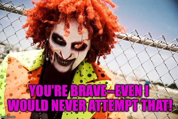 YOU'RE BRAVE--EVEN I WOULD NEVER ATTEMPT THAT! | made w/ Imgflip meme maker