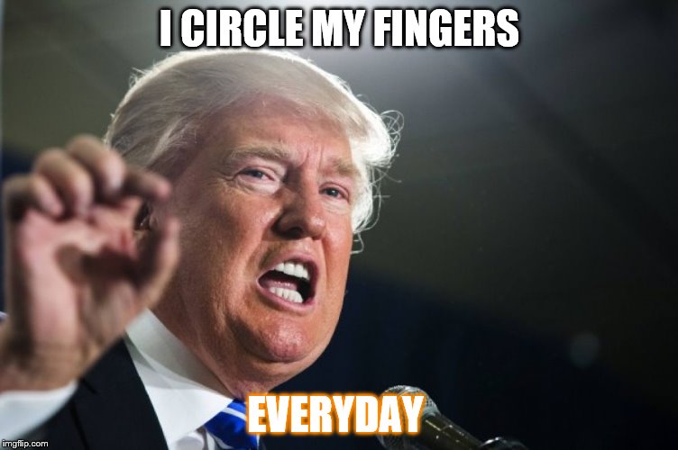 donald trump | I CIRCLE MY FINGERS; EVERYDAY | image tagged in donald trump | made w/ Imgflip meme maker