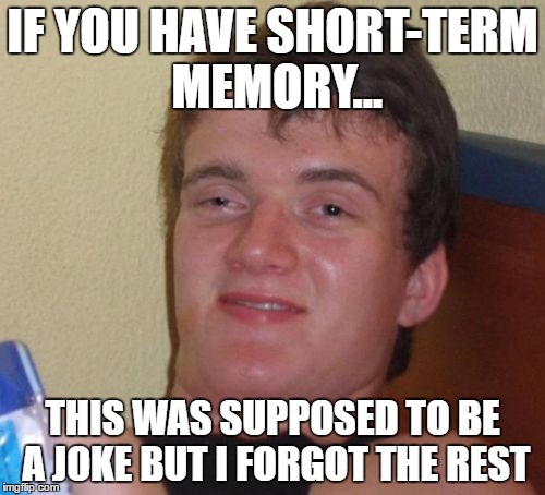 10 Guy Meme | IF YOU HAVE SHORT-TERM MEMORY... THIS WAS SUPPOSED TO BE A JOKE BUT I FORGOT THE REST | image tagged in memes,10 guy | made w/ Imgflip meme maker