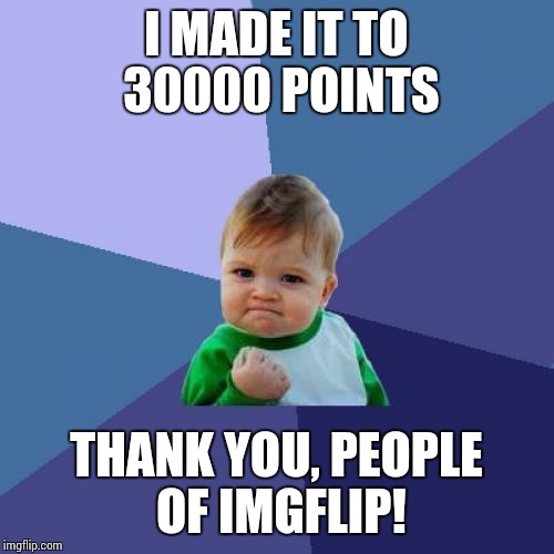 Success Kid | I MADE IT TO 30000 POINTS; THANK YOU, PEOPLE OF IMGFLIP! | image tagged in memes,success kid | made w/ Imgflip meme maker