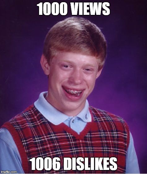 Bad Luck Brian Meme | 1000 VIEWS 1006 DISLIKES | image tagged in memes,bad luck brian | made w/ Imgflip meme maker