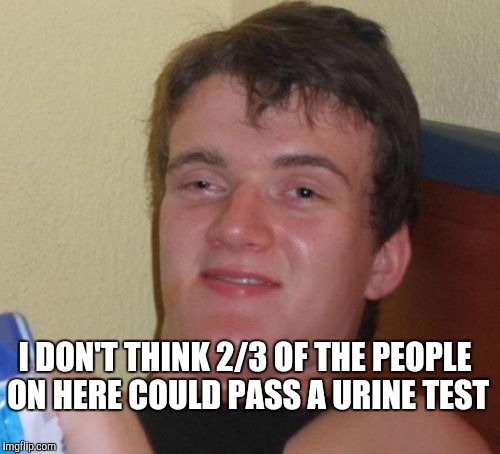 10 Guy Meme | I DON'T THINK 2/3 OF THE PEOPLE ON HERE COULD PASS A URINE TEST | image tagged in memes,10 guy | made w/ Imgflip meme maker