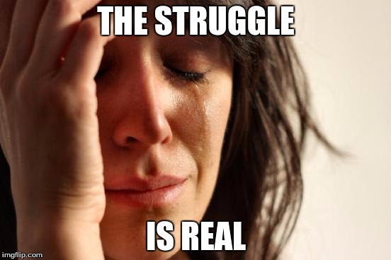 First World Problems Meme | THE STRUGGLE; IS REAL | image tagged in memes,first world problems | made w/ Imgflip meme maker