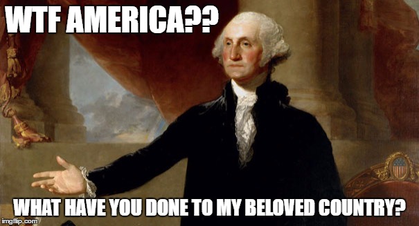 George washington | WTF AMERICA?? WHAT HAVE YOU DONE TO MY BELOVED COUNTRY? | image tagged in george washington | made w/ Imgflip meme maker