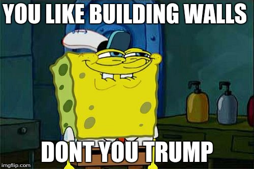 Don't You Squidward | YOU LIKE BUILDING WALLS; DONT YOU TRUMP | image tagged in memes,dont you squidward | made w/ Imgflip meme maker