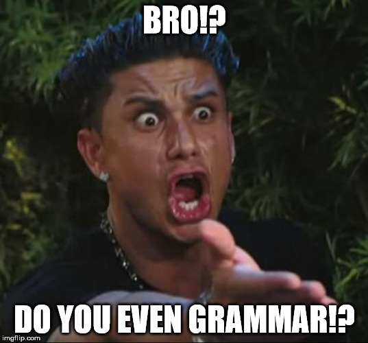 Pauly | BRO!? DO YOU EVEN GRAMMAR!? | image tagged in pauly | made w/ Imgflip meme maker