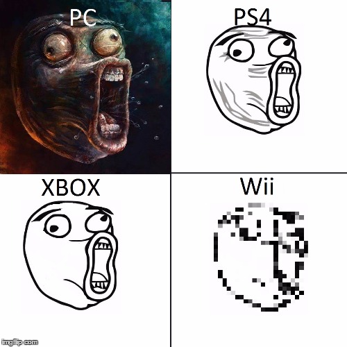 Proud to be a PC Gamer | image tagged in pc,ps4,xbox,wii | made w/ Imgflip meme maker