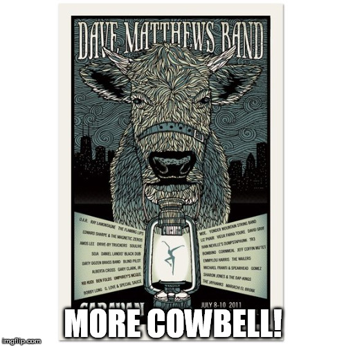 DMB MORE COWBELL | MORE COWBELL! | image tagged in dmb,more cowbell | made w/ Imgflip meme maker