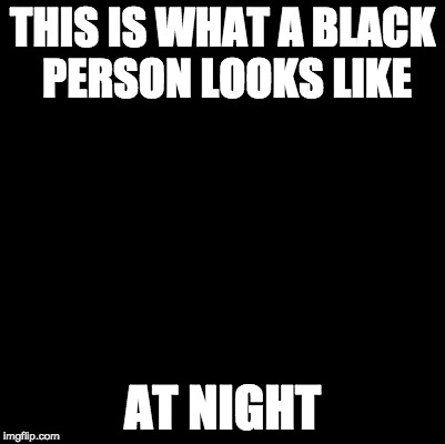 Doesn't it kinda make sense? | THIS IS WHAT A BLACK PERSON LOOKS LIKE; AT NIGHT | image tagged in blank,black people,captain obvious | made w/ Imgflip meme maker