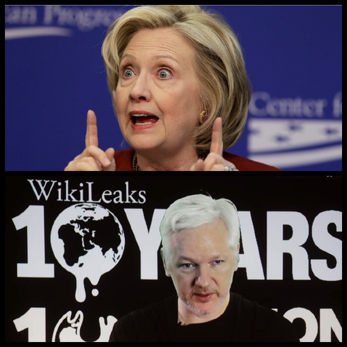 Hillary and Assange Blank Meme Template