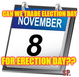 So over the election.... | CAN WE TRADE ELECTION DAY; FOR ERECTION DAY?? SP. | image tagged in election 2016,nsfw,vote | made w/ Imgflip meme maker