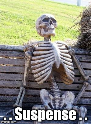 Waiting Skeleton Meme | . . Suspense . . | image tagged in memes,waiting skeleton | made w/ Imgflip meme maker
