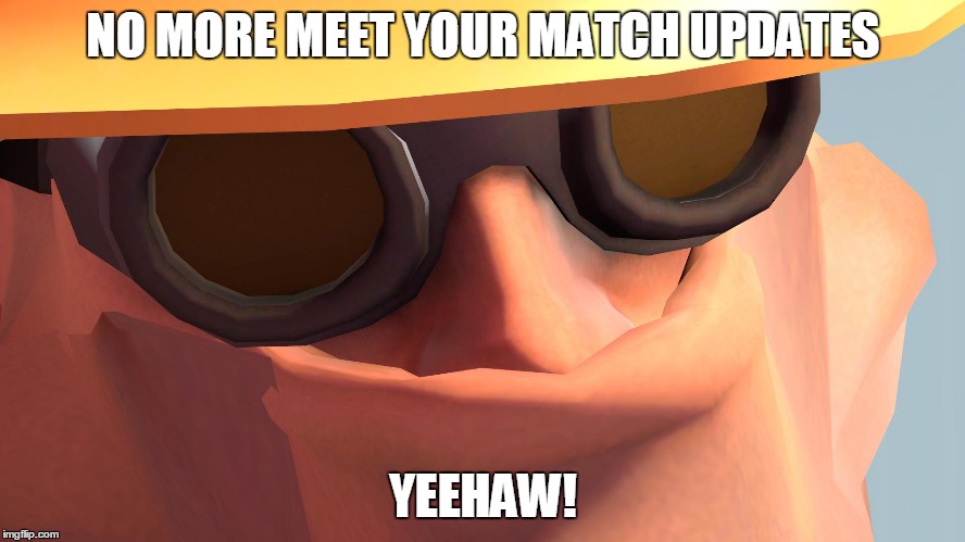 NO MORE MEET YOUR MATCH UPDATES; YEEHAW! | image tagged in yeehaw | made w/ Imgflip meme maker