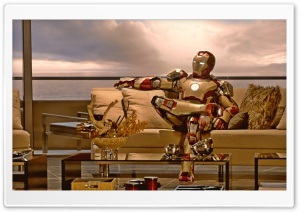 High Quality Iron man:sitting like a boss Blank Meme Template