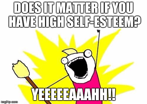 X All The Y | DOES IT MATTER IF YOU HAVE HIGH SELF-ESTEEM? YEEEEEAAAHH!! | image tagged in memes,x all the y | made w/ Imgflip meme maker