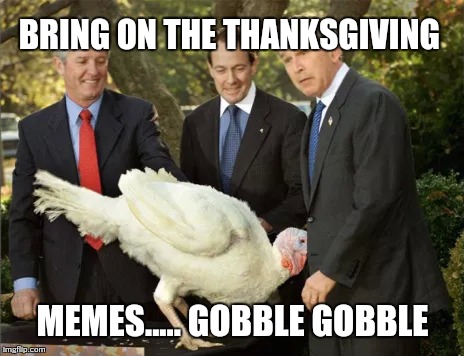 BRING ON THE THANKSGIVING; MEMES..... GOBBLE GOBBLE | image tagged in happy thanksgiving,funny memes,happy holidays,just for fun | made w/ Imgflip meme maker