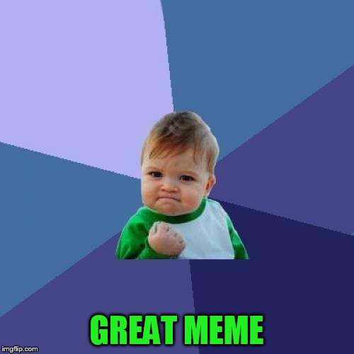 Success Kid Meme | GREAT MEME | image tagged in memes,success kid | made w/ Imgflip meme maker