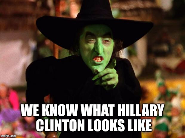 wicked witch  | WE KNOW WHAT HILLARY CLINTON LOOKS LIKE | image tagged in wicked witch | made w/ Imgflip meme maker