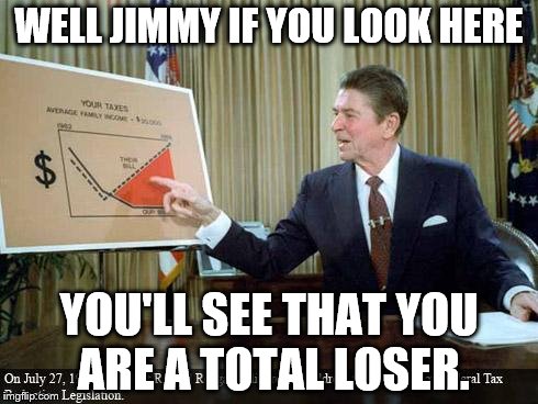 Reagan Chart | WELL JIMMY IF YOU LOOK HERE; YOU'LL SEE THAT YOU ARE A TOTAL LOSER. | image tagged in reagan chart | made w/ Imgflip meme maker