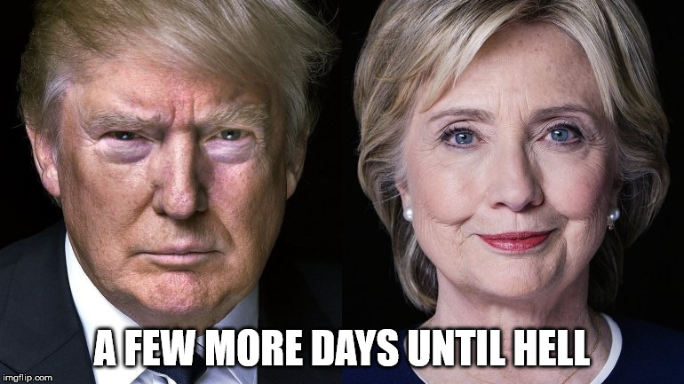 Election 2016 | A FEW MORE DAYS UNTIL HELL | image tagged in election 2016 | made w/ Imgflip meme maker