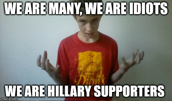 WE ARE MANY, WE ARE IDIOTS WE ARE HILLARY SUPPORTERS | made w/ Imgflip meme maker