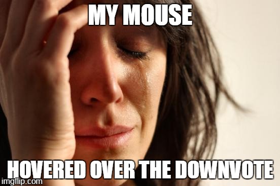 First World Problems Meme | MY MOUSE HOVERED OVER THE DOWNVOTE | image tagged in memes,first world problems | made w/ Imgflip meme maker