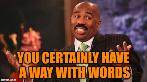 Steve Harvey Meme | YOU CERTAINLY HAVE A WAY WITH WORDS | image tagged in memes,steve harvey | made w/ Imgflip meme maker