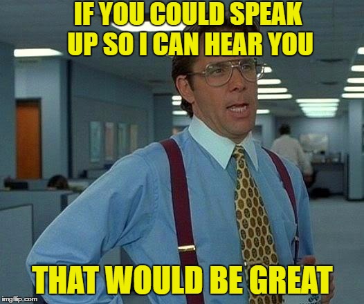 That Would Be Great Meme | IF YOU COULD SPEAK UP SO I CAN HEAR YOU THAT WOULD BE GREAT | image tagged in memes,that would be great | made w/ Imgflip meme maker