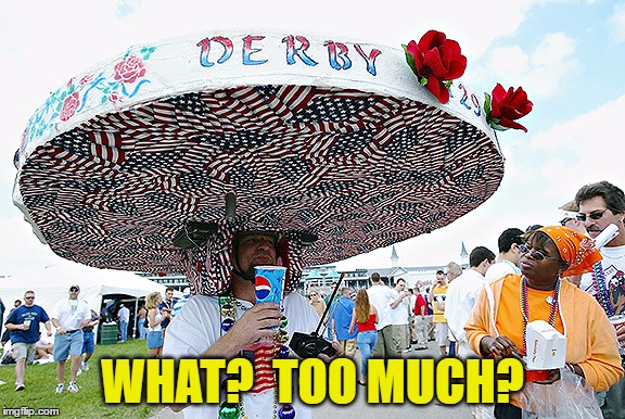 Watchu Lookin At? | WHAT?  TOO MUCH? | image tagged in memes,funny hat,hat,big hat,what | made w/ Imgflip meme maker