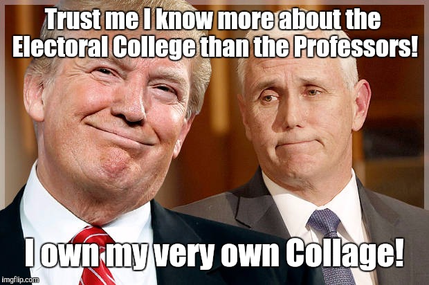 The. Best we got? | Trust me I know more about the Electoral College than the Professors! I own my very own Collage! | image tagged in trump pence racist,donald trump,donald trump pointing,donald trump the clown,donald trump 2016 | made w/ Imgflip meme maker