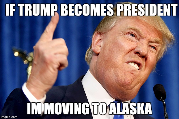 Donald Trump | IF TRUMP BECOMES PRESIDENT; IM MOVING TO ALASKA | image tagged in donald trump | made w/ Imgflip meme maker