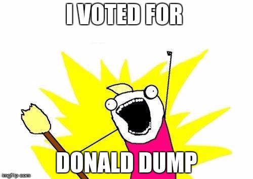 X All The Y | I VOTED FOR; DONALD DUMP | image tagged in memes,x all the y | made w/ Imgflip meme maker