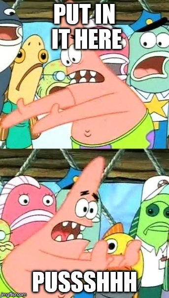 Put It Somewhere Else Patrick | PUT IN IT HERE; PUSSSHHH | image tagged in memes,put it somewhere else patrick | made w/ Imgflip meme maker