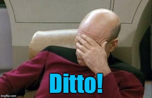 Captain Picard Facepalm Meme | Ditto! | image tagged in memes,captain picard facepalm | made w/ Imgflip meme maker