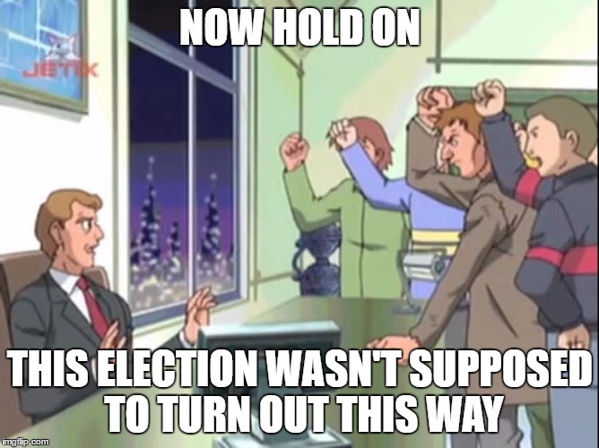 WHY AMERICA WHY | NOW HOLD ON; THIS ELECTION WASN'T SUPPOSED TO TURN OUT THIS WAY | image tagged in now hold on - sonic x,election 2016,trump,hillary clinton | made w/ Imgflip meme maker