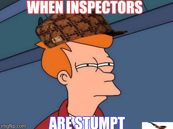 Futurama Fry | WHEN INSPECTORS; ARE STUMPT | image tagged in memes,futurama fry,scumbag | made w/ Imgflip meme maker