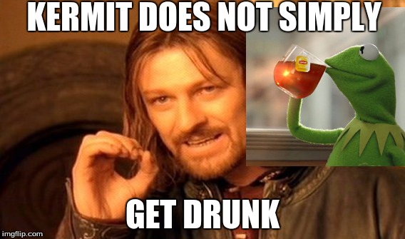 One Does Not Simply Meme | KERMIT DOES NOT SIMPLY; GET DRUNK | image tagged in memes,one does not simply | made w/ Imgflip meme maker