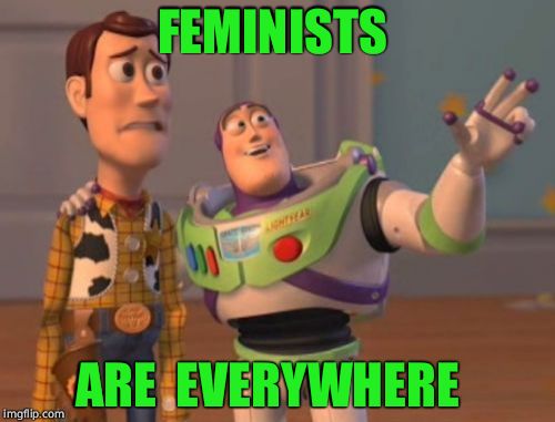 X, X Everywhere | FEMINISTS; ARE  EVERYWHERE | image tagged in memes,x x everywhere | made w/ Imgflip meme maker