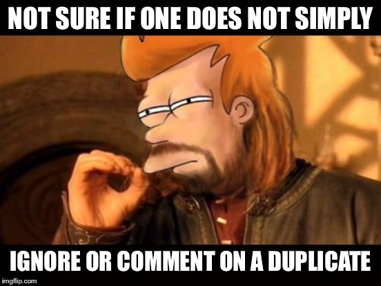 NOT SURE IF ONE DOES NOT SIMPLY IGNORE OR COMMENT ON A DUPLICATE | made w/ Imgflip meme maker