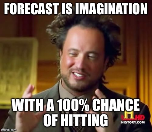 Ancient Aliens Meme | FORECAST IS IMAGINATION WITH A 100% CHANCE OF HITTING | image tagged in memes,ancient aliens | made w/ Imgflip meme maker