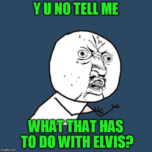 Y U No Meme | Y U NO TELL ME WHAT THAT HAS TO DO WITH ELVIS? | image tagged in memes,y u no | made w/ Imgflip meme maker