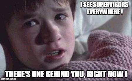 I See Dead People | I SEE SUPERVISORS EVERYWHERE ! THERE'S ONE BEHIND YOU, RIGHT NOW ! | image tagged in memes,i see dead people | made w/ Imgflip meme maker