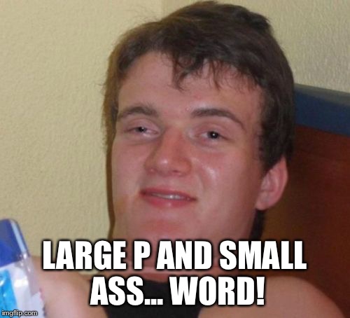 10 Guy Meme | LARGE P AND SMALL ASS... WORD! | image tagged in memes,10 guy | made w/ Imgflip meme maker