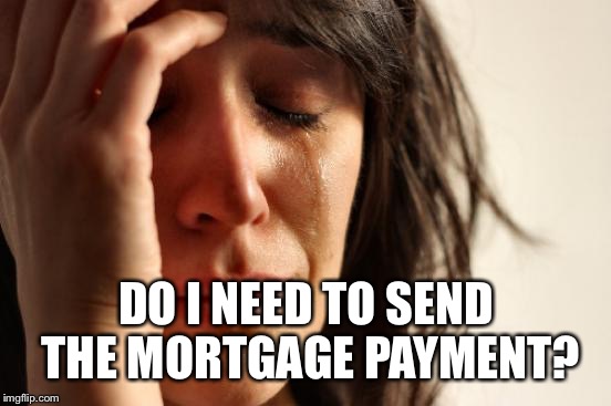 First World Problems Meme | DO I NEED TO SEND THE MORTGAGE PAYMENT? | image tagged in memes,first world problems | made w/ Imgflip meme maker