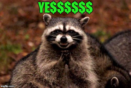 Evil Plotting Raccoon Meme | YE$$$$$$ | image tagged in memes,evil plotting raccoon | made w/ Imgflip meme maker