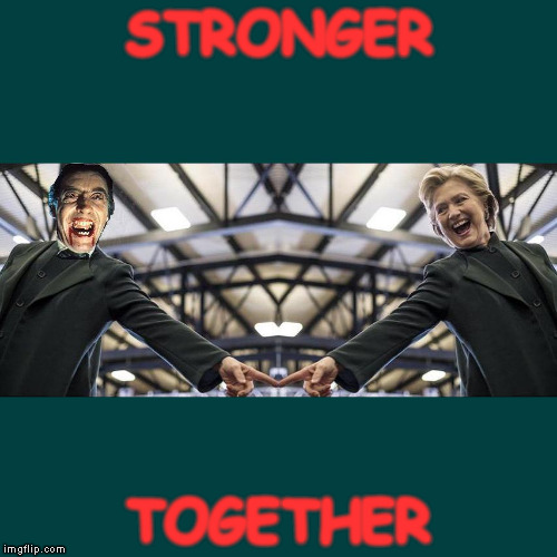 The Fearless Vampire Killers | STRONGER; TOGETHER | image tagged in hillary clinton dracula stronger together | made w/ Imgflip meme maker