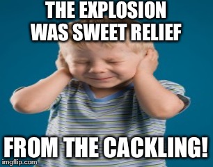 THE EXPLOSION WAS SWEET RELIEF FROM THE CACKLING! | made w/ Imgflip meme maker